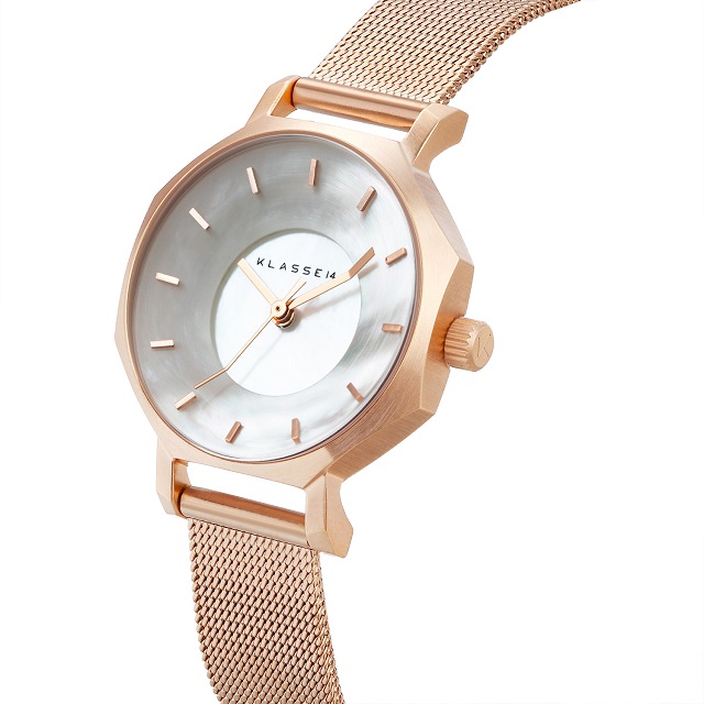 洋楽 MINIQLO Viento blanco KLASSE14 / Volare OKTO White MOP with Mesh Strap 28mm