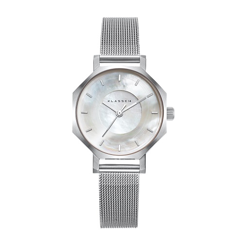 KLASSE14 / Volare OKTO Silver White MOP with Mesh Strap 28mm