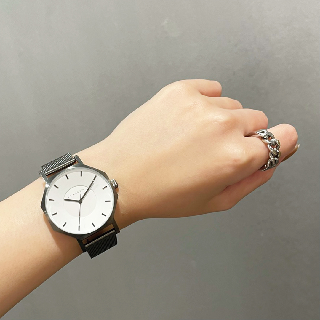 KLASSE14 / Volare OKTO Gunmetal White with Mesh Strap 36mm KLASSE14 / Volare OKTO Gunmetal White with Mesh Strap 36mm